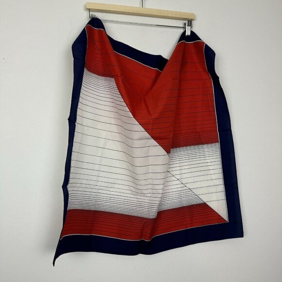 Scarf Red White Blue Square Geometric 26.5”x 27” - Picture 2 of 2